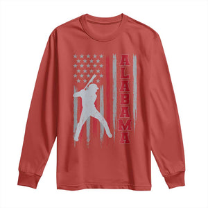 Alabama Fan Long Sleeve Shirt Vintage Bama Baseball Lovers American Flag AL State TS10 Red Print Your Wear