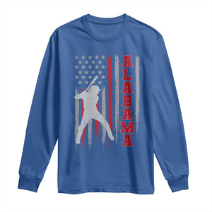 Alabama Fan Long Sleeve Shirt Vintage Bama Baseball Lovers American Flag AL State TS10 Royal Blue Print Your Wear