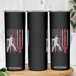 Alabama Fan Skinny Tumbler Vintage Bama Baseball Lovers American Flag AL State TS10 Print Your Wear