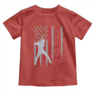 Alabama Fan Toddler T Shirt Vintage Bama Baseball Lovers American Flag AL State TS10 Red Print Your Wear