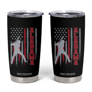 Alabama Fan Tumbler Cup Vintage Bama Baseball Lovers American Flag AL State TS10 Black Print Your Wear