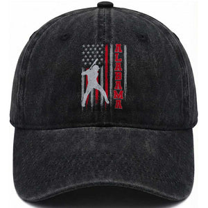 Alabama Fan Washed Cotton Baseball Cap Vintage Bama Baseball Lovers American Flag AL State TS10 Print Your Wear