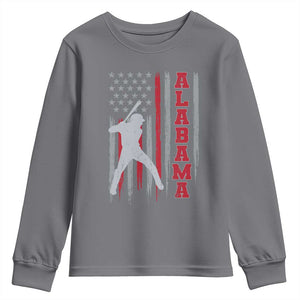 Alabama Fan Youth Sweatshirt Vintage Bama Baseball Lovers American Flag AL State TS10 Charcoal Print Your Wear