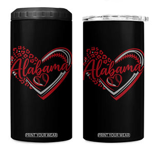 Alabama Fan 4 in 1 Can Cooler Tumbler Bama Baseball Leopard Heart Graphic Game Day TS10 One Size: 16 oz Black Print Your Wear