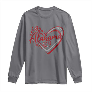 Alabama Fan Long Sleeve Shirt Bama Baseball Leopard Heart Graphic Game Day TS10 Charcoal Print Your Wear