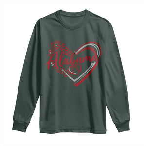 Alabama Fan Long Sleeve Shirt Bama Baseball Leopard Heart Graphic Game Day TS10 Dark Forest Green Print Your Wear