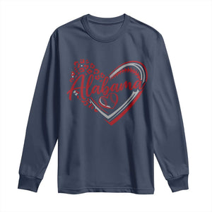 Alabama Fan Long Sleeve Shirt Bama Baseball Leopard Heart Graphic Game Day TS10 Navy Print Your Wear