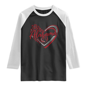 Alabama Fan Raglan Shirt Bama Baseball Leopard Heart Graphic Game Day TS10 Black White Print Your Wear