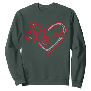Alabama Fan Sweatshirt Bama Baseball Leopard Heart Graphic Game Day TS10 Dark Forest Green Print Your Wear