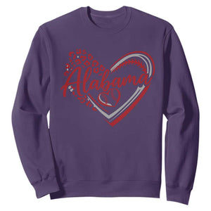 Alabama Fan Sweatshirt Bama Baseball Leopard Heart Graphic Game Day TS10 Purple Print Your Wear