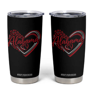 Alabama Fan Tumbler Cup Bama Baseball Leopard Heart Graphic Game Day TS10 Black Print Your Wear