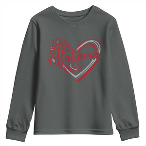 Alabama Fan Youth Sweatshirt Bama Baseball Leopard Heart Graphic Game Day TS10 Dark Heather Print Your Wear