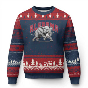 Alabama Fan Ugly Christmas Sweater Baseball Bama Mascot Game Day TS10 Navy Red Print Your Wear