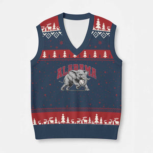 Alabama Fan V-Neck Knit Sweater Vest Baseball Bama Mascot Game Day TS10 Navy Red Print Your Wear