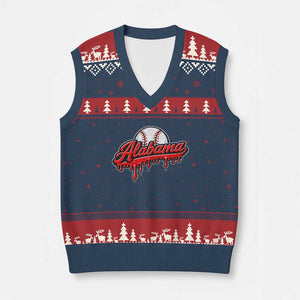 Alabama Baseball V-Neck Knit Sweater Vest Bama Sports Team Game Day TS10 Navy Red Print Your Wear