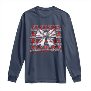Alabama Fan Long Sleeve Shirt Vintage Bama Baseball Coquette Bow Women Girls Kids TS10 Navy Print Your Wear