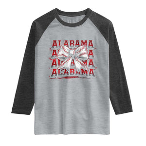 Alabama Fan Raglan Shirt Vintage Bama Baseball Coquette Bow Women Girls Kids TS10 Heather Gray Heather Charcoal Print Your Wear