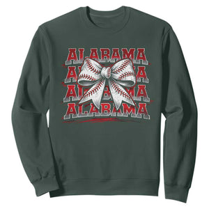 Alabama Fan Sweatshirt Vintage Bama Baseball Coquette Bow Women Girls Kids TS10 Dark Forest Green Print Your Wear