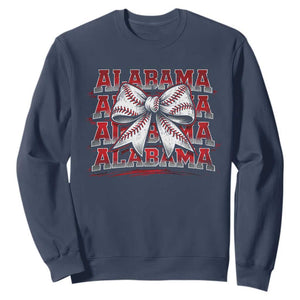 Alabama Fan Sweatshirt Vintage Bama Baseball Coquette Bow Women Girls Kids TS10 Navy Print Your Wear