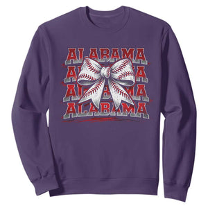Alabama Fan Sweatshirt Vintage Bama Baseball Coquette Bow Women Girls Kids TS10 Purple Print Your Wear