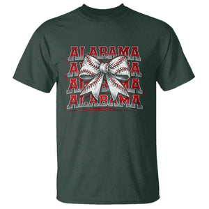 Alabama Fan T Shirt Vintage Bama Baseball Coquette Bow Women Girls Kids TS10 Dark Forest Green Print Your Wear
