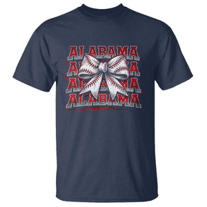 Alabama Fan T Shirt Vintage Bama Baseball Coquette Bow Women Girls Kids TS10 Navy Print Your Wear