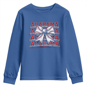 Alabama Fan Youth Sweatshirt Vintage Bama Baseball Coquette Bow Women Girls Kids TS10 Royal Blue Print Your Wear