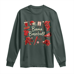 Alabama Baseball Long Sleeve Shirt Cute Trendy Bama Fan Game Day Doodle TS10 Dark Forest Green Print Your Wear