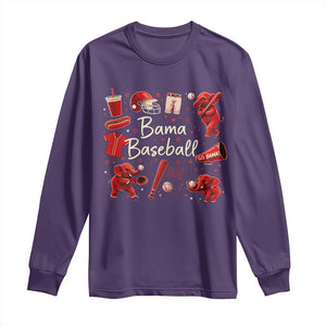 Alabama Baseball Long Sleeve Shirt Cute Trendy Bama Fan Game Day Doodle TS10 Purple Print Your Wear