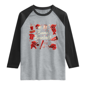 Alabama Baseball Raglan Shirt Cute Trendy Bama Fan Game Day Doodle TS10 Heather Gray Black Print Your Wear
