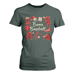 Alabama Baseball T Shirt For Women Cute Trendy Bama Fan Game Day Doodle TS10 Dark Forest Green Print Your Wear