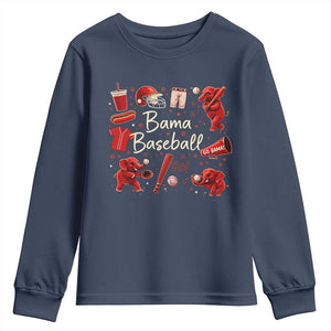 Alabama Baseball Youth Sweatshirt Cute Trendy Bama Fan Game Day Doodle TS10 Navy Print Your Wear