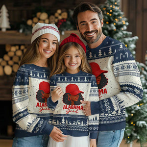 Vintage Alabama Girl Ugly Christmas Sweater Bama Fan Black Women Sports Lover TS10 Beige Navy Print Your Wear