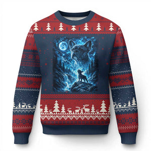 French Bulldog Howling To The Moon Ugly Christmas Sweater Vintage Graphic Dog Lovers Silly Frenchy Bulldog Mom TS10 Navy Red Print Your Wear
