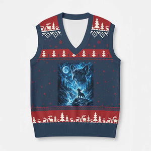 French Bulldog Howling To The Moon V-Neck Knit Sweater Vest Vintage Graphic Dog Lovers Silly Frenchy Bulldog Mom TS10 Navy Red Print Your Wear