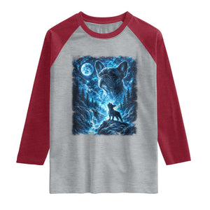 French Bulldog Howling To The Moon Raglan Shirt Vintage Graphic Dog Lovers Silly Frenchy Bulldog Mom TS10 Heather Gray Heather Red Print Your Wear