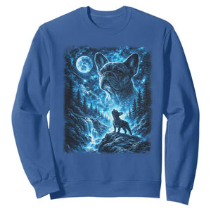 French Bulldog Howling To The Moon Sweatshirt Vintage Graphic Dog Lovers Silly Frenchy Bulldog Mom TS10 Royal Blue Print Your Wear