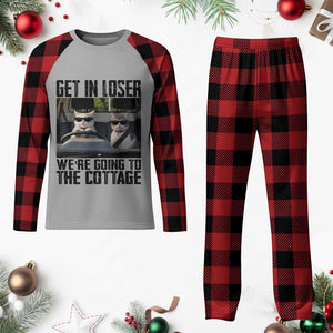 Get In Loser Were Going To The Cottage Plaid Pajama Set Funny Cat Gifts Internet Memes TS10 Buffalo Plaid Print Your Wear