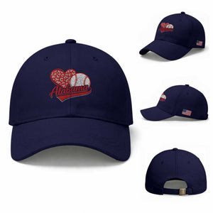 Alabama Fan Baseball Cap AL Baseball Heart Graphic Sports Style 80s 90s TS10 Baseball Cap Universal Fit Dark Blue Print Your Wear