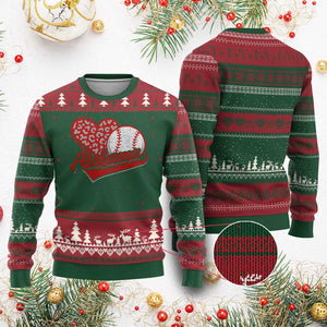 Alabama Fan Ugly Christmas Sweater AL Baseball Heart Graphic Sports Style 80s 90s TS10 Red Green Print Your Wear