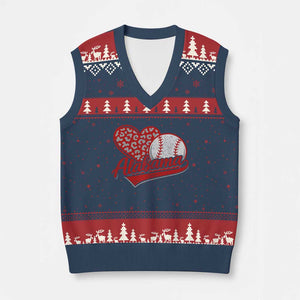 Alabama Fan V-Neck Knit Sweater Vest AL Baseball Heart Graphic Sports Style 80s 90s TS10 Navy Red Print Your Wear