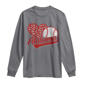 Alabama Fan Long Sleeve Shirt AL Baseball Heart Graphic Sports Style 80s 90s TS10 Charcoal Print Your Wear