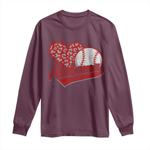 Alabama Fan Long Sleeve Shirt AL Baseball Heart Graphic Sports Style 80s 90s TS10 Maroon Print Your Wear