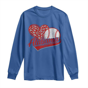 Alabama Fan Long Sleeve Shirt AL Baseball Heart Graphic Sports Style 80s 90s TS10 Royal Blue Print Your Wear