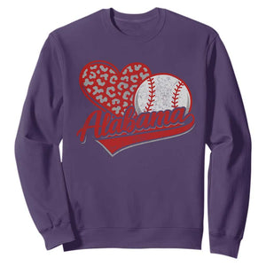 Alabama Fan Sweatshirt AL Baseball Heart Graphic Sports Style 80s 90s TS10 Purple Print Your Wear