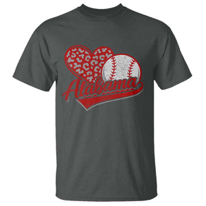 Alabama Fan T Shirt AL Baseball Heart Graphic Sports Style 80s 90s TS10 Dark Heather Print Your Wear