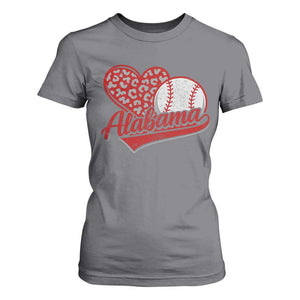 Alabama Fan T Shirt For Women AL Baseball Heart Graphic Sports Style 80s 90s TS10 Charcoal Print Your Wear