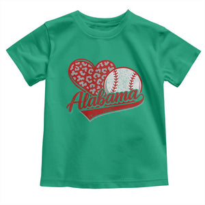 Alabama Fan Toddler T Shirt AL Baseball Heart Graphic Sports Style 80s 90s TS10 Irish Green Print Your Wear