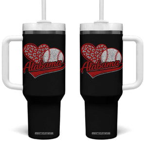Alabama Fan Tumbler With Handle AL Baseball Heart Graphic Sports Style 80s 90s TS10 One Size: 40 oz Black Print Your Wear