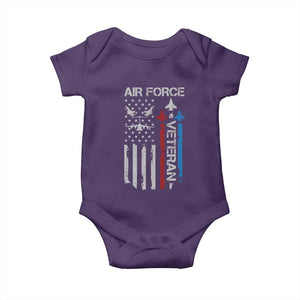 Air Force Veteran Baby Onesie Distressed American Flag Retired Dad Grandpa TS10 Purple Print Your Wear